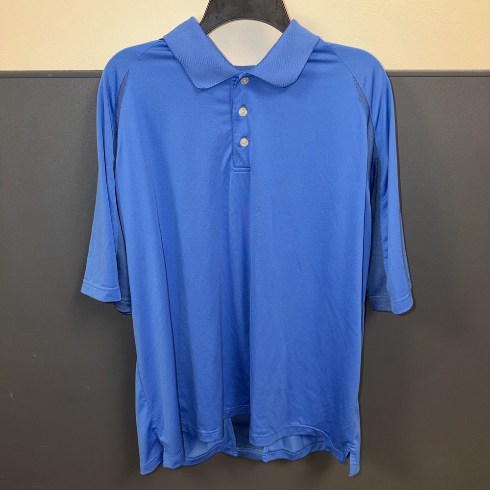 Slazenger Golf Polo Shirt Mens 2XL Blue Performance Short Sleeve Golf Logo